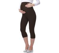 Be Mammy Premamá Leggins 3/4 Mallas Pirata de Embarazo Lactancia Maternity Leggings Capri 03 (Marrón, XXL)