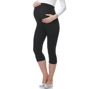 Be Mammy Premamá Leggins 3/4 Mallas pirata de Embarazo Lactancia Maternity Leggings capri 03 (Negro, XL)