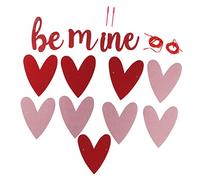 Be Mine Banner Heart Shaped Decorative Banner with Unique Font Design For Valentine Day Decorations Made of Paper Red Pink Colors 3 Letter Cards 5 Pink Hearts 4 Red Hearts