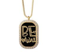 Be mine - Collar con colgante de cristal dorado con cita a mano