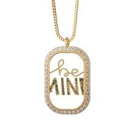 Be mine - Collar con colgante de cristal dorado con cita a mano