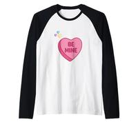 Be Mine Cute Romántico Día de San Valentín Dulce Amor para Él Ella Camiseta Manga Raglan