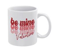 'Be Mine' Love - Taza de café de cerámica blanca de 11 onzas, taza de té impresa de doble cara con mango ergonómico en C, vasos de porcelana con fondo grueso para el hogar, oficina, cocina, regalos