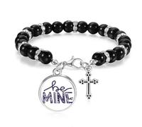 Be Mine - Pulsera de cuentas con frase escrita a mano, joyería bohemia para hombres y mujeres