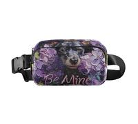 Be Mine - Riñonera con diseño de perro lila y pintura al óleo para mujeres, hombres y adolescentes, impermeable, cartera de viaje con correa ajustable para viajes, vacaciones, correr
