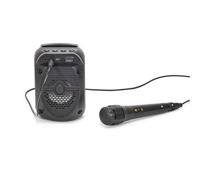 BE Mix - HT2137 Altavoz Karaoke Inalámbrico Bluetooth 5W - Micrófono Incluido - Autonomía 2H - Lector Micro SD - Puerto USB - Entrada Jack - Dimensiones 10 x 15.5 x 10 cm - Color Negro