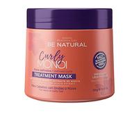 Be Natural - Mascarilla Curly Monoi | Hidratación Ultra Profunda | Define Rizos y Reduce Frizz | Libre de Sal, Sulfatos y Parabenos | Cruelty Free y Orgánica, Neutro, 350 ml (Paquete de 1)