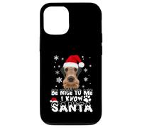 Be Nice To Me I Know Santa Airedale Terrier Dog Christmas Carcasa para iPhone 12/12 Pro