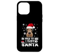 Be Nice To Me I Know Santa Airedale Terrier Dog Christmas Carcasa para iPhone 12 Pro MAX