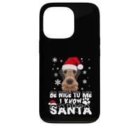 Be Nice To Me I Know Santa Airedale Terrier Dog Christmas Carcasa para iPhone 13 Pro