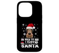 Be Nice To Me I Know Santa Airedale Terrier Dog Christmas Carcasa para iPhone 14 Pro