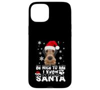 Be Nice To Me I Know Santa Airedale Terrier Dog Christmas Carcasa para iPhone 15 Plus