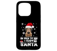 Be Nice To Me I Know Santa Airedale Terrier Dog Christmas Carcasa para iPhone 15 Pro