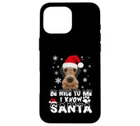 Be Nice To Me I Know Santa Airedale Terrier Dog Christmas Carcasa para iPhone 16 Pro MAX
