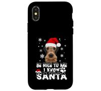 Be Nice To Me I Know Santa Airedale Terrier Dog Christmas Carcasa para iPhone X/XS