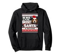 Be Nice To Me I Know Santa Basset Hound Dog Christmas Xmas Sudadera con Capucha