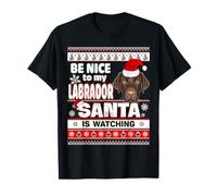 Be Nice To Me I Know Santa Labrador Retriever Dog Christmas Camiseta