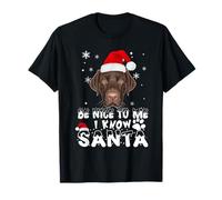 Be Nice To Me I Know Santa Labrador Retriever Dog Christmas Camiseta