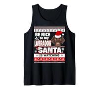 Be Nice To Me I Know Santa Labrador Retriever Dog Christmas Camiseta sin Mangas
