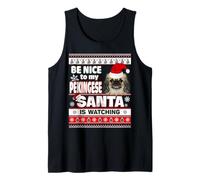 Be Nice To Me I Know Santa Pekingese Dog Christmas Camiseta sin Mangas