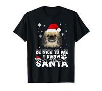 Be Nice To Me I Know Santa Pekingese Dog Funny Christmas Xma Camiseta