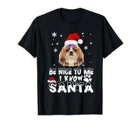 Be Nice To Me I Know Santa Shih Tzu Dog Christmas Xmas Camiseta