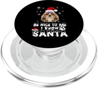 Be Nice To Me I Know Santa Shih Tzu Dog Christmas Xmas PopSockets PopGrip para MagSafe