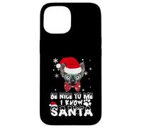 Be Nice To Me I Know Santa Sphynx Cat Christmas Carcasa para iPhone 15
