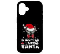 Be Nice To Me I Know Santa Sphynx Cat Christmas Carcasa para iPhone 16
