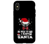 Be Nice To Me I Know Santa Sphynx Cat Christmas Carcasa para iPhone X/XS