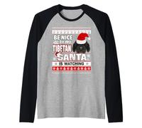 Be Nice To Me I Know Santa Tibetan Mastiff Dog Christmas Camiseta Manga Raglan