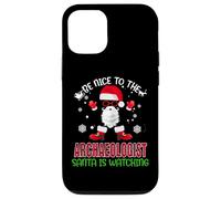 Be Nice To The Archaeologist Santa Watching Funny Christmas Carcasa para iPhone 12/12 Pro