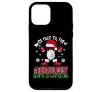 Be Nice To The Archaeologist Santa Watching Funny Christmas Carcasa para iPhone 12 Mini