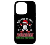 Be Nice To The Archaeologist Santa Watching Funny Christmas Carcasa para iPhone 14 Pro