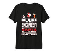 Be Nice To The Engineer Santa Is Watching Funny Christmas Camiseta Premium