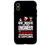 Be Nice To The Engineer Santa Is Watching Funny Christmas Carcasa para iPhone X/XS
