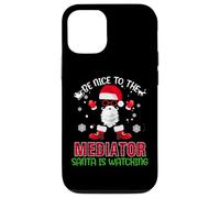 Be Nice To The Mediator Santa Is Watching Christmas Xmas Carcasa para iPhone 12/12 Pro