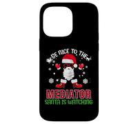 Be Nice To The Mediator Santa Is Watching Christmas Xmas Carcasa para iPhone 14 Pro MAX