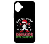 Be Nice To The Mediator Santa Is Watching Christmas Xmas Carcasa para iPhone 16 Plus