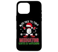 Be Nice To The Mediator Santa Is Watching Christmas Xmas Carcasa para iPhone 16 Pro MAX