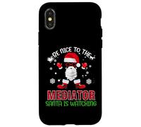 Be Nice To The Mediator Santa Is Watching Christmas Xmas Carcasa para iPhone X/XS