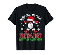 Be Nice To The Therapist Santa Is Watching Christmas Xmas Camiseta