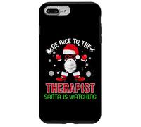 Be Nice To The Therapist Santa Is Watching Christmas Xmas Carcasa para iPhone 7 Plus/8 Plus