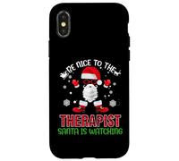 Be Nice To The Therapist Santa Is Watching Christmas Xmas Carcasa para iPhone X/XS
