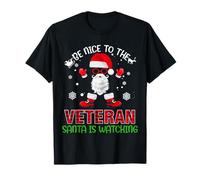 Be Nice To The Veteran Santa Is Watching Christmas Xmas Camiseta