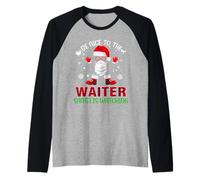 Be Nice To The Waiter Santa Is Watching Christmas Xmas Camiseta Manga Raglan
