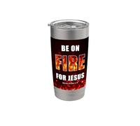 Be on Fire for Jesus - Revival Christian Faith Rev 3:15 Vaso térmico de acero inoxidable de doble pared