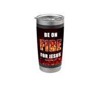 Be on Fire for Jesus - Revival Christian Faith Rev 3:15 Vaso térmico de acero inoxidable de doble pared