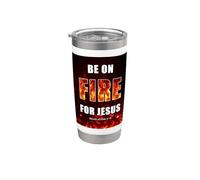 Be on Fire for Jesus - Revival Christian Faith Rev 3:15 Vaso térmico de acero inoxidable de doble pared