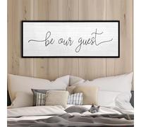Be Our Guest - Decoración de pared de 40 x 15 pulgadas, grande, con marco vintage, de madera, rústico, para habitación de invitados sobre la cama, arte de pared, hermoso y simple y moderno, decoración